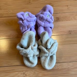 Zutano fleece booties 0-3M tan and purple